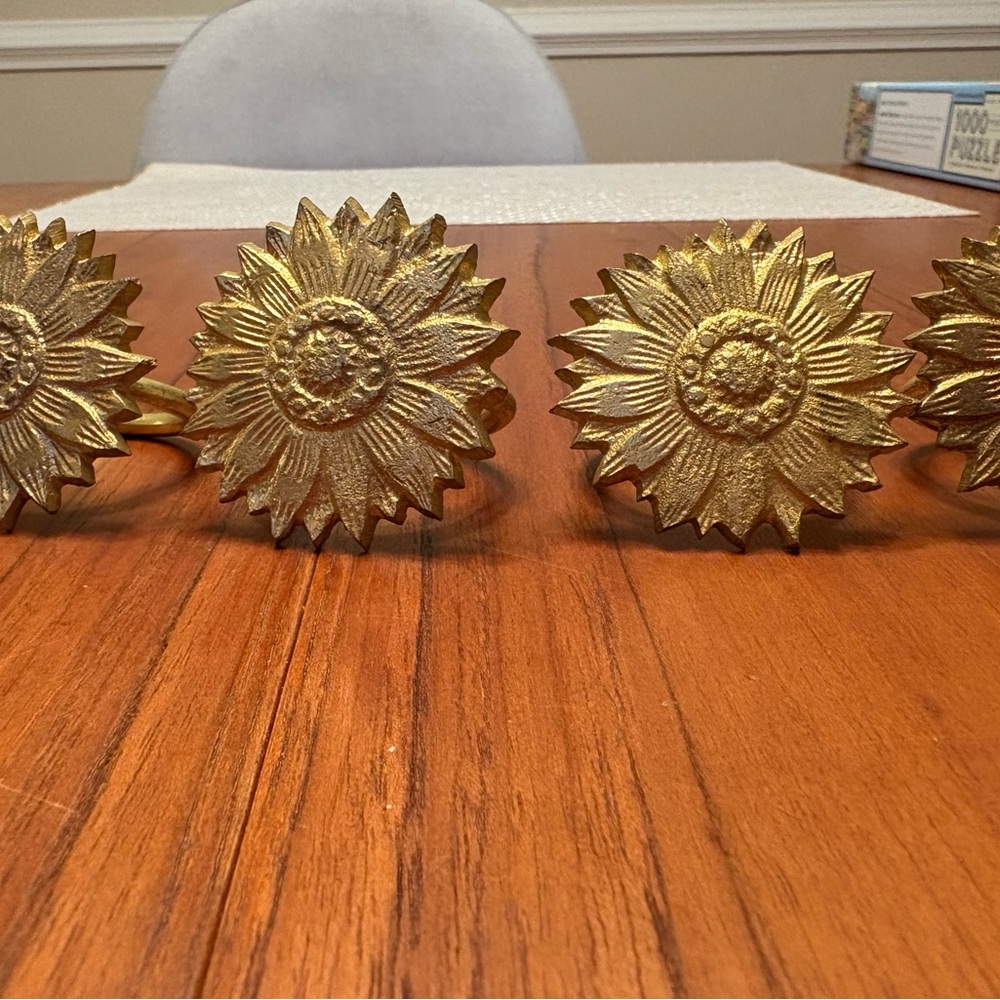 Brass | Gold Color Sunflower Napkin Rings Made in India